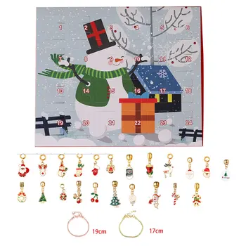 Ziemassvētku Kalendāra Šarmu Rokassprādzi Komplekts DIY Rotaslietas Adventes Kalendārs 24 Dienas Atpakaļskaitīšanas Ziemassvētki Bērniem Dāvanas Santa Claus Elk Kaste