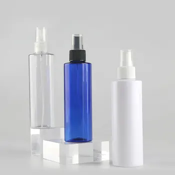 Zila Kārta Tukšas Plastmasas Pudeles Migla Smidzinātājs 200ml Kosmētikas Tilpnes Smaržu Pudele Ar Aerosola Sūkni, Balta Caurspīdīga Pudele