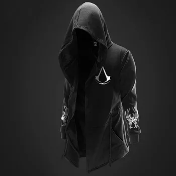 ZOGAA jaunu 5 krāsas Assassin Master pelēkā vārna vīriešu kapuci kapuci jaka vīriešu kapuci jaka, liela izmēra S-4XL pelēkā vārna vīriešiem harajuku