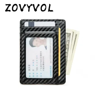ZOVYVOL 2020. gadam, Modes Vīriešu, Sieviešu Stils Melna Oglekļa Šķiedras Kartes Turētāju Slim Plānas RFID Smart Mazs Maciņš PU Ādas Pocketbooks