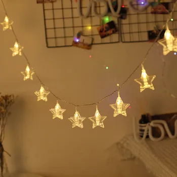Zvaigzne Formas Foto Klipu LED String Gaismas Pasaku Vainags Gaismas Ziemassvētku Rotājumi Mājās Āra Guļamistaba Navidad Brīvdienu Diy