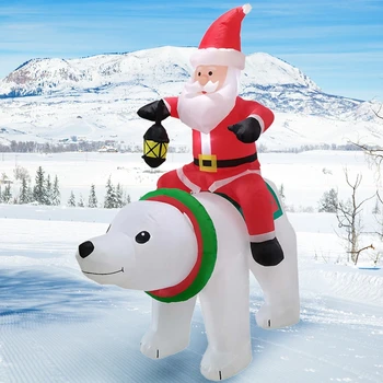 Āra Dārza Pagalmā Uzspridzināt Aksesuāri Piepūšamās LED Gaismas Ziemassvētku Santa Claus Izjādes Lācis Apdare