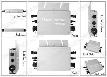 Ūdensizturīgs 600W Mikro Pārveidotāja ar LĪDZSTRĀVAS 22-50V Plaša Ieejas Sprieguma, lai AC80-160V vai 180-260V Augstas Efektivitātes MPPT Grid Tie Inverter