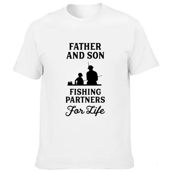 1 Gab. Zvejas Partneri uz Mūžu T-krekls Tēva un Dēla Ģimenes Saskaņošanas Tees Modes Īsām Piedurknēm T Krekli Tētis Harajuku Drēbes