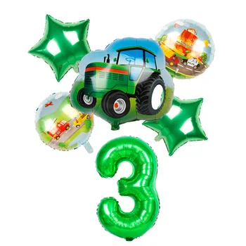 1 iestatiet Traktoru, Buldozeru, skolas autobusu Transporta alumīnija Baloni dzimšanas dienas svinības Rotājumus bērniem, baby dušas pārsteigums globos