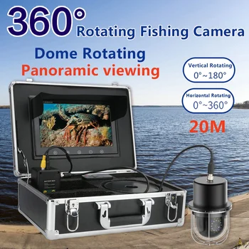 10 Collu 20m/50m/100m Zemūdens Zvejai, Video Kamera Fish Finder IP68 Ūdensnecaurlaidīga 20 Led, 360 Grādu Rotējoša Panorāmas Kamera