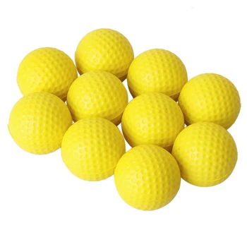 10Pcs Dzeltena, Mīksta, Elastīga, Iekštelpu Prakses PU Golf Ball & 3x Golfa Tees Kafijas Izturīgs Tee Braukšanas Diapazonā 60/ 70/ 80 mm