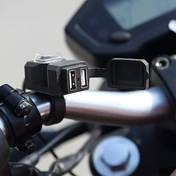 12V-24V Ūdensizturīgs Motociklu Motocikla Stūres Lādētāja Adapteri ar Dual USB Porta 5V 1A/2.1 Barošanas Ligzda Tālruni