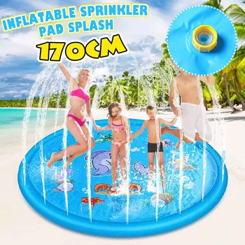 170cm Bērnu rotaļu Ūdens Mat Spēles Beach Pad Bērniem Āra Ūdens Strūklu Pludmales Paklājiņš Zālienu Piepūšamās Sprinkleru Pildītās Rotaļlietas Spilvena