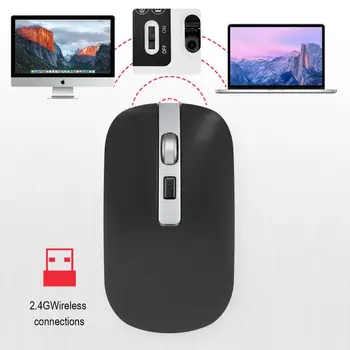 2.4 GHz Mini Bezvadu Bluetooth Mouse Slim Datora Peli, Kluss, Uzlādējams Ergonomiska Pele USB Optiskā Pele Mac Portatīvo DATORU