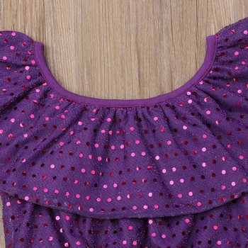 2019. gada Vasarā Bērniem Meitene Sirēna Drēbes Vizuļi Dot Crop Topi Ilgi Elsas Legging Galvu 3PCS Tērpiem Meiteņu Apģērba Komplekts