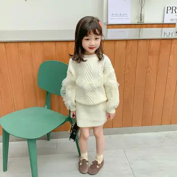 2019 jaunā pavasara rudens/ziemas/vasaras Meitenes Bērniem adīšanas uzvalks ērti cute baby Apģērbs Bērniem Apģērbs