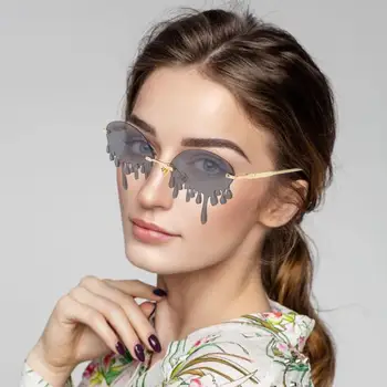 2020 bez apmales Saulesbrilles Sieviešu Vintage Unikālas Formas Steampunk Saulesbrilles Sieviešu Smieklīgi Puse Gafas Toņos UV400 Saulesbrilles
