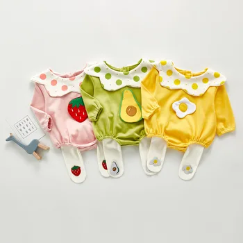 2gab Jaundzimušais Meiteņu Drēbes, Uzstādīt Smieklīgi Dzeltenumu/Zemeņu/Avokado sporta Krekls Romper+Kājām Bikses Rudens Toddler Meitene Apģērbs 3M