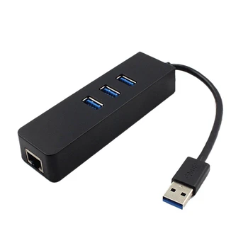 3 Porti USB 3.0 Hub Gigabit Ethernet Lan RJ45 Tīkla Adapteri PC 1000Mbps