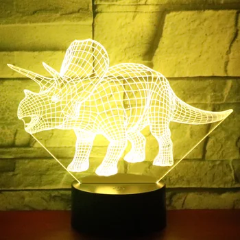3D LED Nakts Gaisma Dinozauru Triceratops Palaist ar 7 Krāsas, Gaismas, Mājas Apdare, Lampas Pārsteidzošs Vizualizācijas Optiskās
