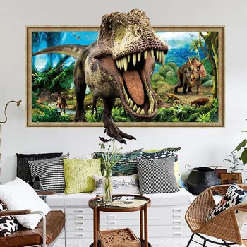 3D Nepatiesu Logu Dinozauri, Sienas Uzlīmes, Guļamistaba, Dzīvojamā Istaba Noņemams Mājas Dekoru, Sienas Uzlīmes Nalepki Darīt Pokoju
