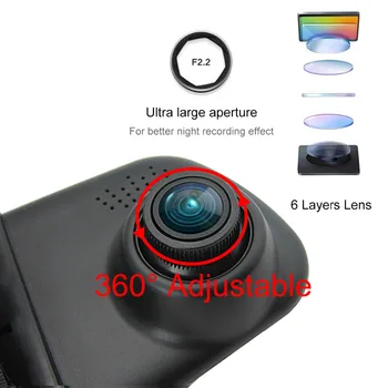 4.3 Auto Dvr auto atpakaļskata spogulī, FHD) 1080P Dash Cam Video Ieraksti Dual Objektīvs Ar Atpakaļskata Kamera Auto Registrator Dashcam DVRs