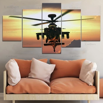 5 Gabali Hd Helikopteru Kanvas Glezna Cīnītājs Dzenskrūves Sienas, Mākslas Plakātu Mūsdienu Mājas Dekoru Moduļu Attēlu un Izdruku Bez Rāmja