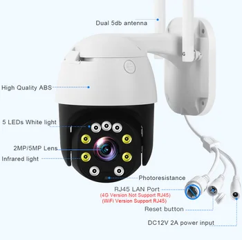 5MP 2MP Bezvadu Wifi Drošības Kameras 1080P HD 5X Optiskās Tālummaiņas PTZ IP Kamera Outdoor Mājas Drošības CCTV Uzraudzības Cam