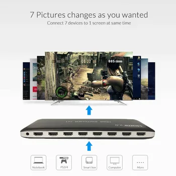 7x1 HDMI Slēdzis 3x1 2.0 HDMI Komutatoru Video Converter 3 / 7 1 no 4K 60HZ PS3 PS4 HDTV Xbox, PC, Smart TV mi box3 Projektoru