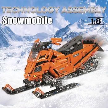 961PCS Pilsētas Tehnoloģija, Mehāniskās montētas Celtniecības Bloki Snowmobile 1:8 Automašīnas Ķieģeļi Izglītojošas Rotaļlietas Bērniem