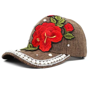 ALTOBEFUN Rhinestones Beisbola cepure Sievietēm, Vīriešiem Pavasara Ziedu Snapback Vasaras Klp Meitene, kas Aprīkoti Klp Rudens Vairumtirdzniecības Cepuri BAD089