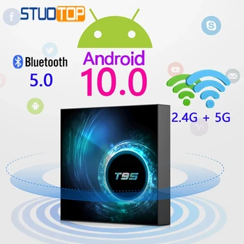 Android 10 T95 Smart Tv Kastē Youtube HD 6K 2.4 G&5G wi-fi, 4GB 32GB 64GB Google Balss Palīgs Bluetooth TV Uztvērējs Media Player