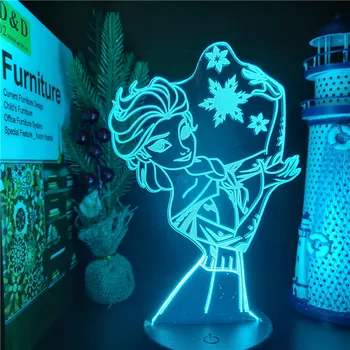 Anime Skaitļi Disney Elsa 3D Modeli, Saldēti II LED Nakts Ligths Dāvanu Krāsa Mainās Rīcības Figma Kolektora Brinquedos Bērniem Lelle