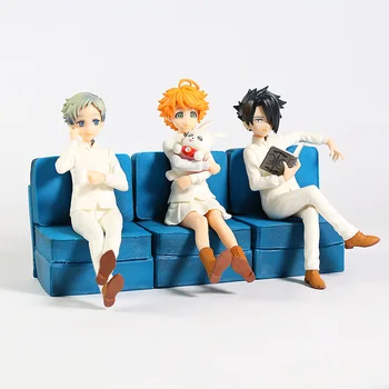 Anime Solīto Neverland Emma Norman Ray PVC Rīcības Attēls rotaļlietas anime Sēž dīvāns Emma Norman Ray lelles modelis rotaļlieta dāvana