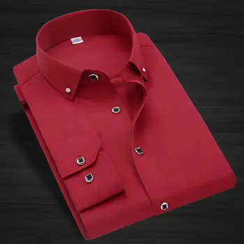 Augstas Kvalitātes Vīriešu Krekls ar garām Piedurknēm Kleita Gadījuma vienkrāsainu Ikdienas Fit Dizaina Biznesa Vīrietis Sociālo Krekli, Balta, Zila, Melna