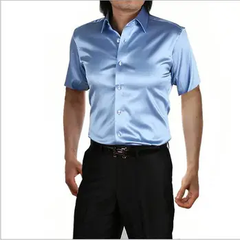 Augstas Kvalitātes vīriešu īsām piedurknēm zīda krekls zīmolu Vasaras vīriešiem, krekli, Dzidri krāsu atpūtas biznesa krekli plus lieluma 5XL karstā pārdošanas