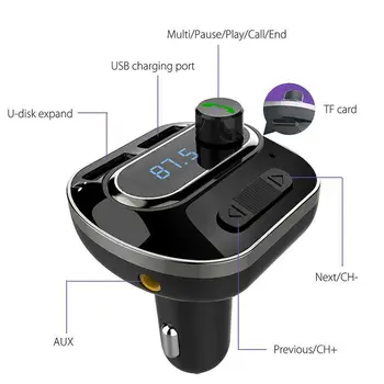 Automašīnas Bluetooth 5.0 FM Raidītājs Bezvadu Brīvroku sistēmas Audio Uztvērēju Auto MP3 Atskaņotājs 2.1 Dual USB Fast Charger Auto Piederumi