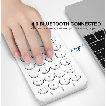 B. O. W Portable Slim Mini Numurs Pad, 22 Taustiņi Bluetooth Bezvadu USB Ciparu Tastatūra Tastatūra Klēpjdatoru Birojs