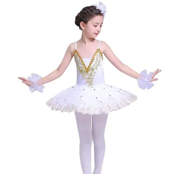 Balts profesionāla balerīna baleta tutu bērniem, bērnu bērniem, meitenēm, pankūku tutu deju tērpus baleta kleitu bērniem meitenēm