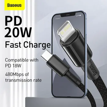 Baseus PD 20W USB C Tipa Kabelis Priekš iPhone 12 Pro Max 11 Xs X Ātrās Uzlādes iPad Gaisa 2020. gadam USB C Tālruņa Lādētāja Kabeli Datu Vadu