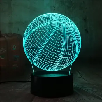 Basketbola Sporta LED 3D ilūziju, lampas Apdares Touch Usb 7 Krāsas, Mainīt Lampas, gaismas, Nakts Gaisma Labāko Bērnu Zēniem Cilvēks, Dāvanas