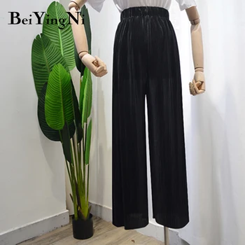 Beiyingni Bikses Sievietēm, Elastīga, Augsta Vidukļa Plaša Kāju Bikses Sieviešu Ikdienas Korejas Streetwear Bikses Sieviešu Vintage Streetwear Apakšā