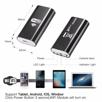 Bezvadu WiFi, HD 720P 8mm Endoskopu Kamera 2M 5M Wifi Āra USB Endoskopu Borescope Pārbaudes Android iPhone Kamera