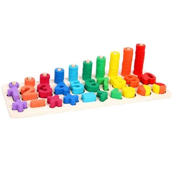 Bērnu Koka Montessori Materiāli, Mācību Skaits Numurus Matching Digitālo Formu Mača Sākumā Izglītības Mācību Math Rotaļlietas