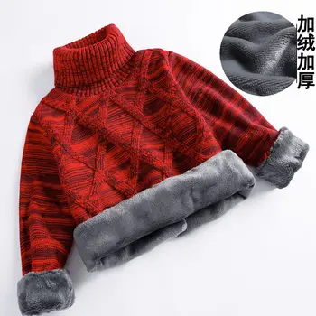Bērnu zēnu džemperis 3-11 gadiem, rudens un ziemas biezs samts adīšanas outwear bērnu apģērbu ziemassvētku džemperis modes