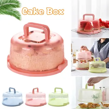 Cake Box Plastmasas Apaļas Rokas Virtuves Rīku Kāzu Kūka Dekorēšanas Dzimšanas Diena Nav Deformācijas Kūka Uzglabāšanas Kaste Cupcake Konteineru