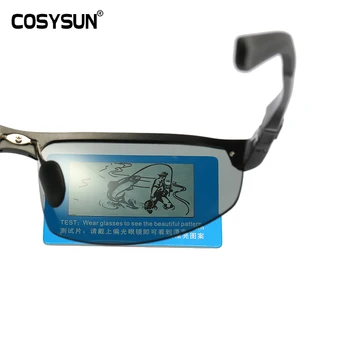 COSYSUN Zīmola Vadītāja Brilles Photochromic Polarizētās Saulesbrilles, Vīriešu Alumīnija Sporta Ieplests Pārredzamu Hameleonu Brilles CS121