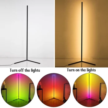 Dimming Melnās Grīdas Lampas Modernās RGB Tālvadības LED Grīdas Lampas Stāv Lampas Vienkārši Stūrī Stāv Lampas Stūrī Gaismas Dropship
