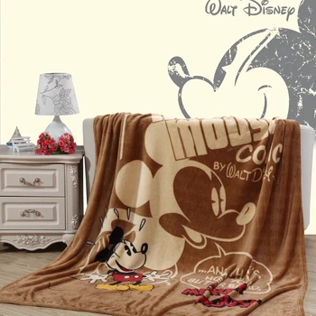 Disney Brūna Coral Fleece Mickey Mouse Plīša Gultas Segu Gulēšanai Attiecas Izplūdušas Met uz Gultu/Dīvānu/Plaknes Flatsheet Bērnu Gultas