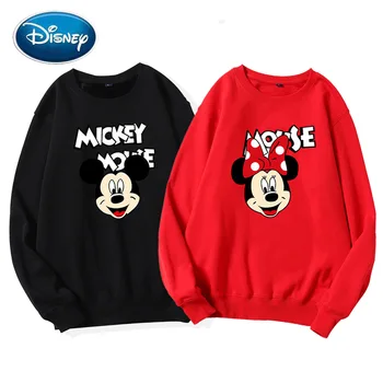 Disney sporta Krekls Minnie Mickey Mouse, Karikatūra Vēstuli Izdrukāt, O-veida Kakla Džemperis Sievietēm ar garām Piedurknēm Pāri Unisex Topi S - XXL 8 Krāsa