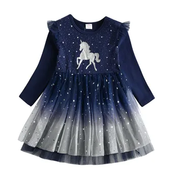 DXTON Unicorn Kleitas Meitenēm 2020. Gadam Toddler Ziemas Bērni Kleitu Par Meiteni, Dzimšanas dienas svinības Kostīmi Raibs Bērnu Apģērbu, 3-8Y