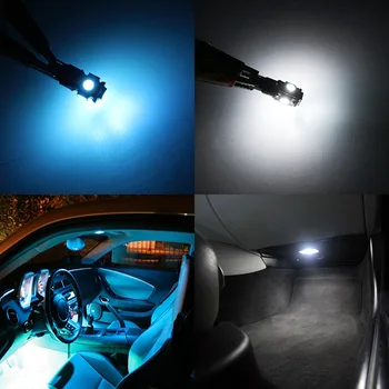 Edislight 10Pcs Balta, Ledus Zila Canbus LED Lampas, Auto Spuldzes Interjera Pakete Komplekts 2007-2017 Jeep Patriot Kartes Dome Bagāžnieka Gaismas