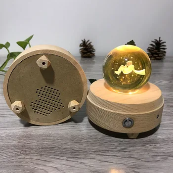 Gaismas Koka Music Box Bluetooth Pagriezt Kristāla Bumbu Music Box Mēness Ar Projektoru Gaismas, Dzimšanas Dienas, Ziemassvētku Un Jaunā Gada Dāvanu