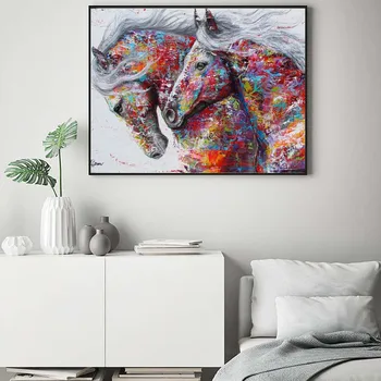 Graffito Zirgu Plakātu Dzīvnieku Kanvas Glezna Banksy Stila Plakāti un Izdrukas Ziemeļu Sienas Mākslas Ainu, viesistaba, Mājas Dekoru